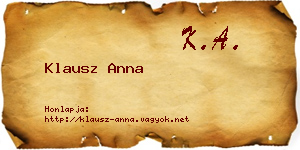 Klausz Anna névjegykártya