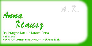 anna klausz business card